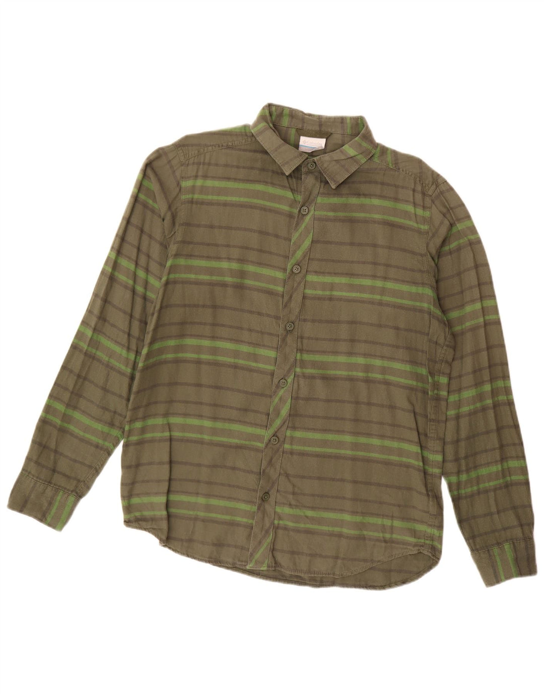 Męska koszula flanelowa Columbia, mała, bawełniana w paski khaki