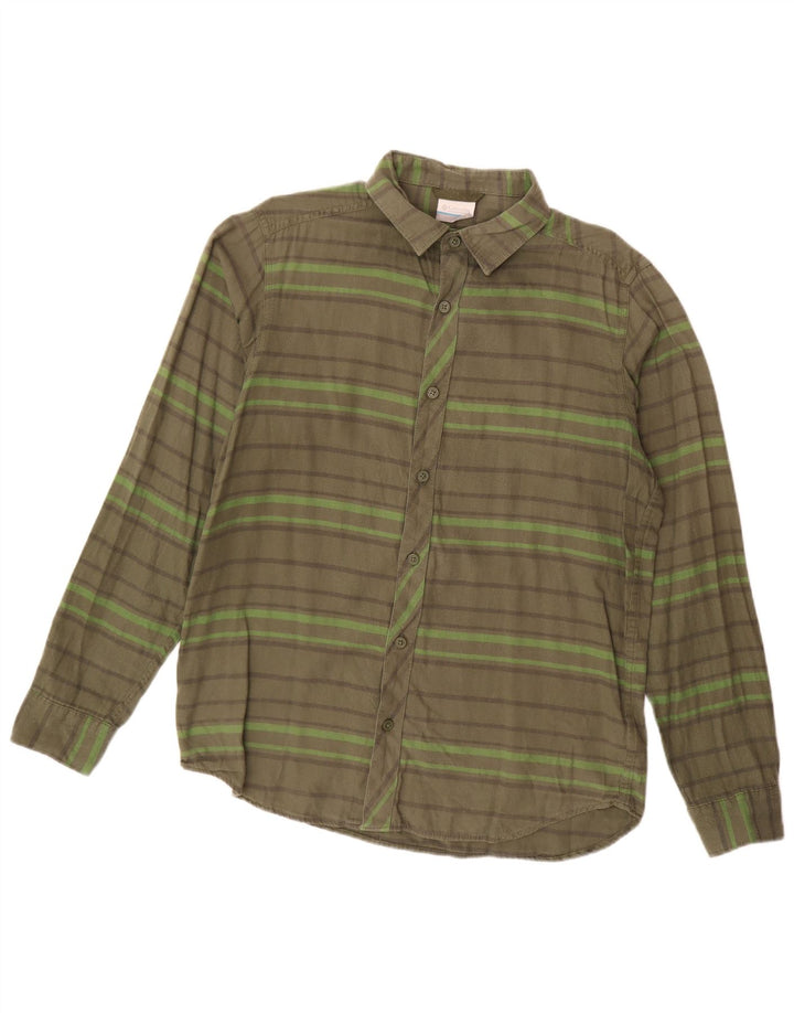 Męska koszula flanelowa Columbia, mała, bawełniana w paski khaki