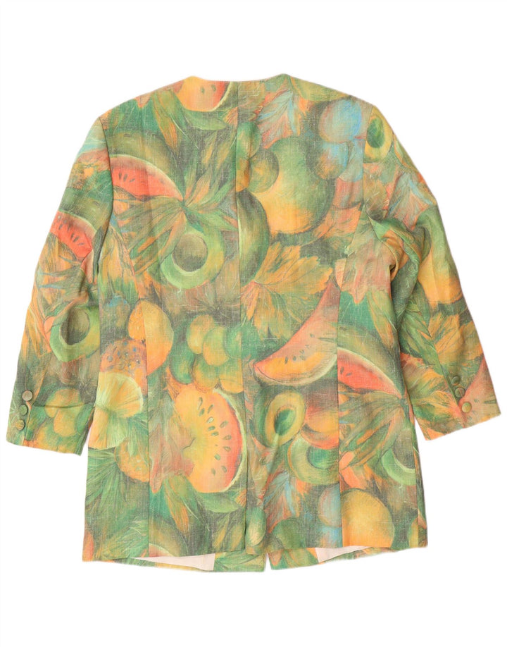 Damska marynarka VINTAGE Longline z abstrakcyjnym wzorem EU 42, duża zielona