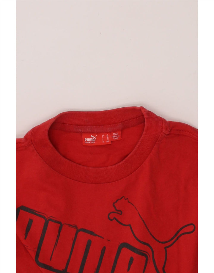 PUMA Boys Graphic Top Long Sleeve 11-12 Years Red Vintage Puma and Second-Hand Puma from Messina Hembry 