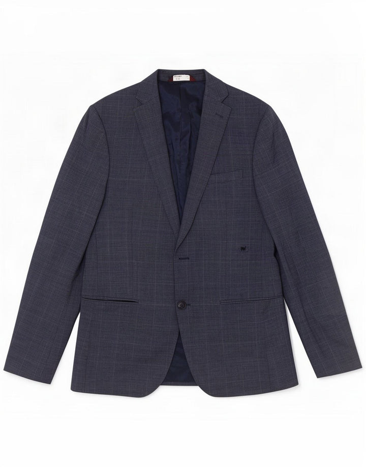 Marks & Spencer Męska marynarka slim fit zapinana na 1 guzik UK 40 Duża niebieska kratka