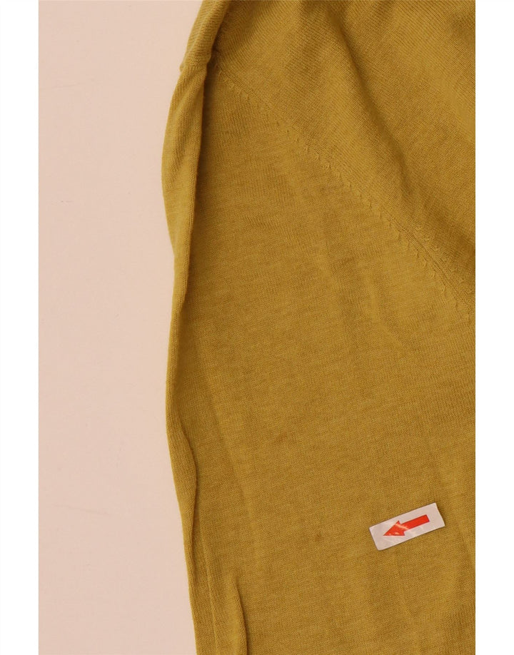 Męski sweter Massimo Dutti z dekoltem w kształcie litery V, duży, żółty, bawełniany