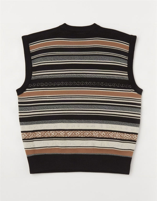 Vintage męski sweter bez rękawów IT 52 w duże czarne paski