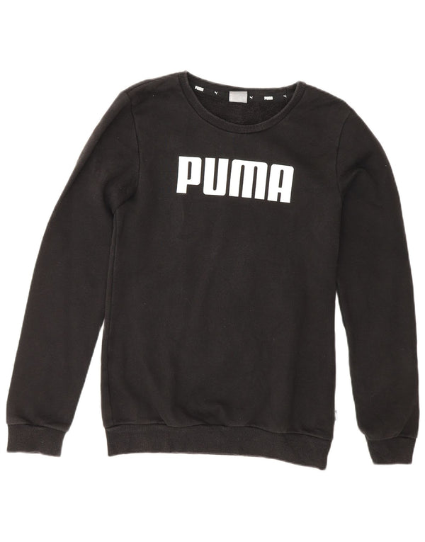 PUMA Boys Graphic Sweatshirt Jumper 13-14 Years Black Cotton