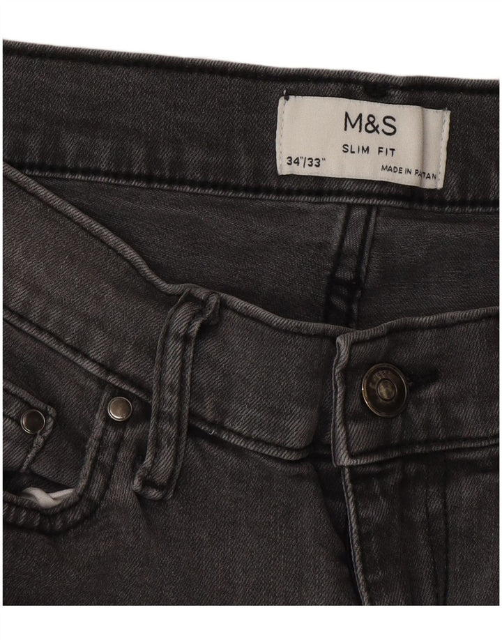 Marks & Spencer Męskie jeansy slim W34 L33 Szara bawełna