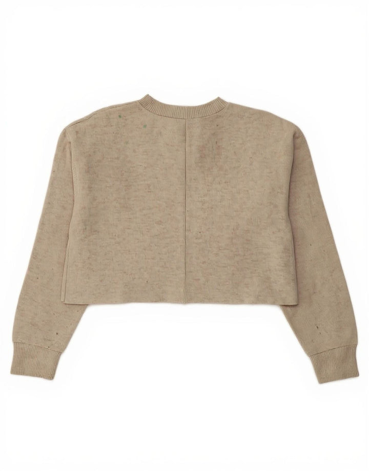 ZARA Womens Crop Top Long Sleeve UK 10 Small Beige Polyester Vintage Zara and Second-Hand Zara from Messina Hembry 