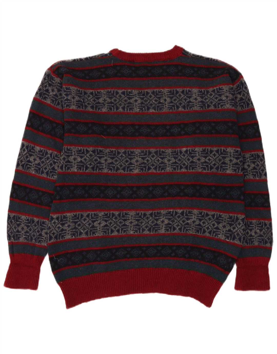 Męski sweter z okrągłym dekoltem w stylu VINTAGE, średni, wielokolorowy Fair Isle