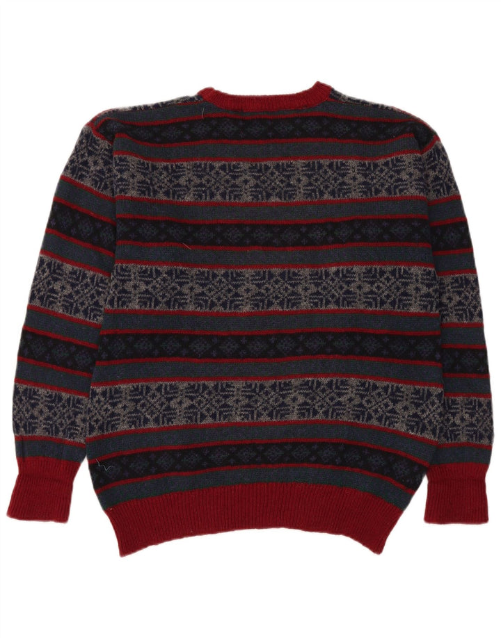 Męski sweter z okrągłym dekoltem w stylu VINTAGE, średni, wielokolorowy Fair Isle
