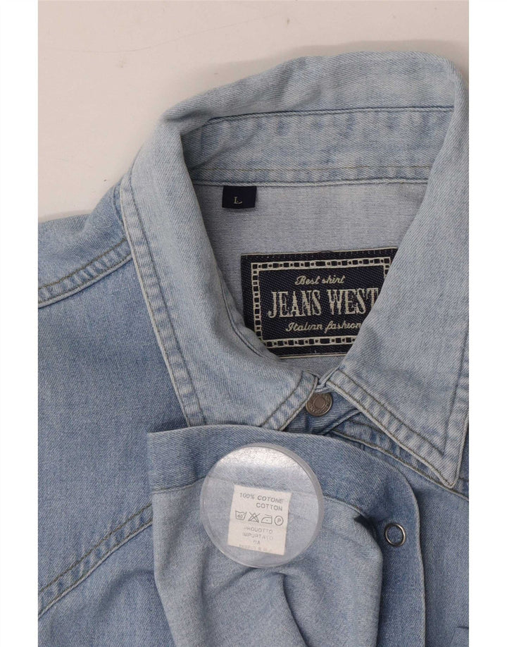 Męska koszula dżinsowa w stylu vintage, duża, niebieska, bawełniana