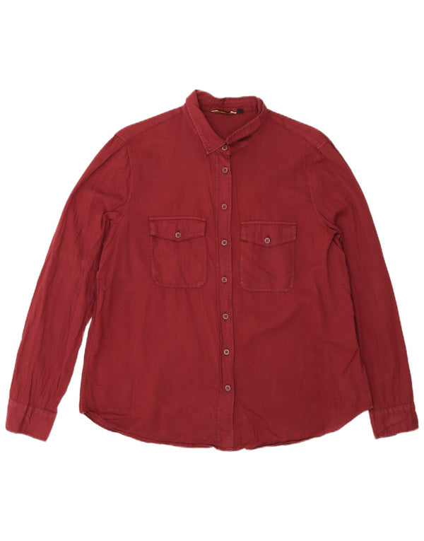 Koszula damska Massimo Dutti EU 44 XL, bordowa, bawełniana