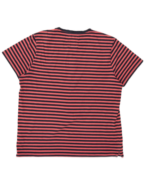 Crew Clothing Męska koszulka z krótkim rękawem i regularnym topem 2XL Różowa bawełniana w paski