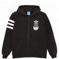 Adidas Męski sweter z kapturem i zamkiem błyskawicznym z trzema paskami, średni czarny, bawełniany