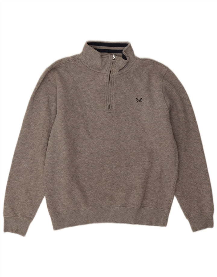 Crew Clothing Męska bluza z zamkiem błyskawicznym, średnioszara, bawełniana