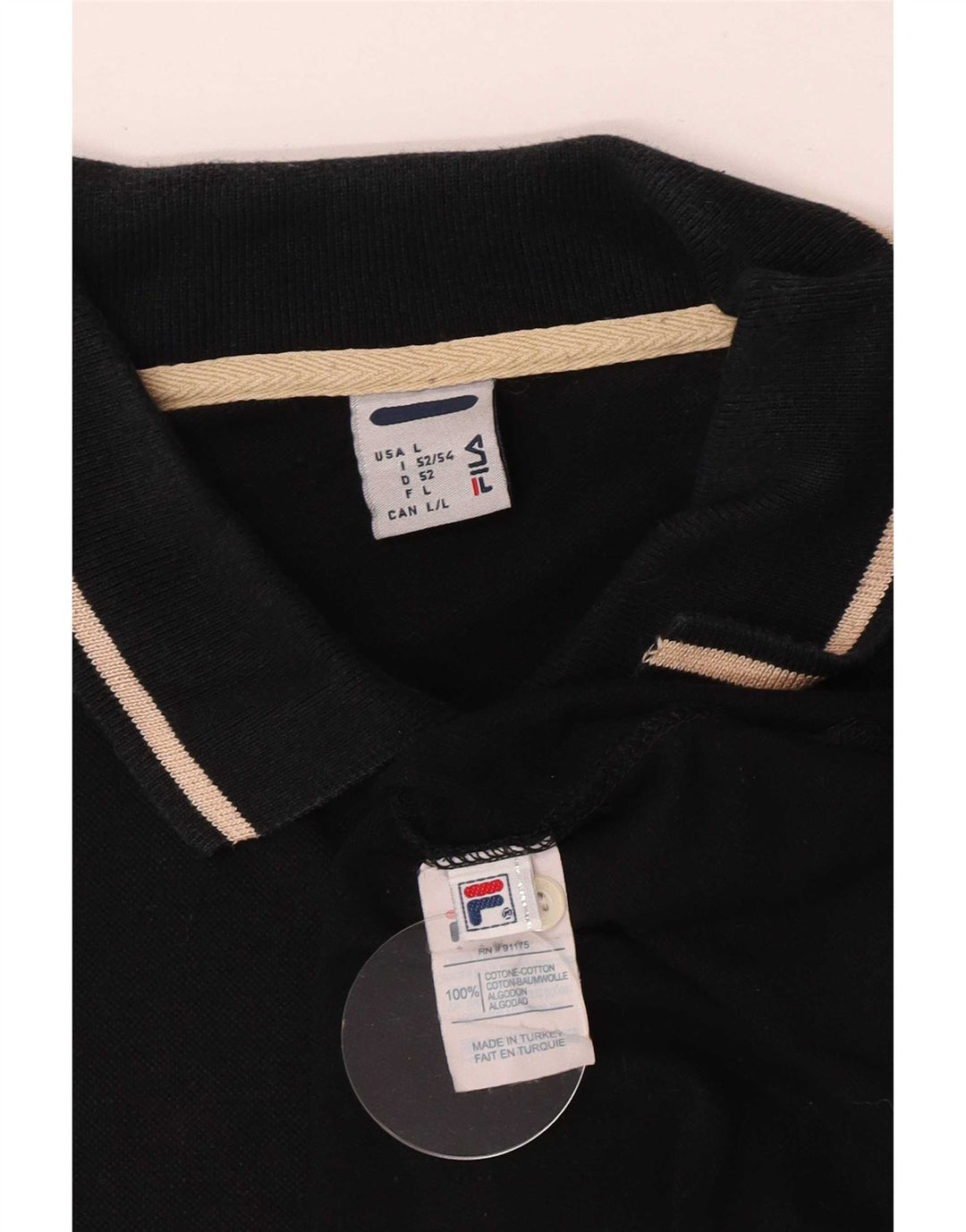 Męska koszulka polo Fila, duża, czarna, bawełniana w paski