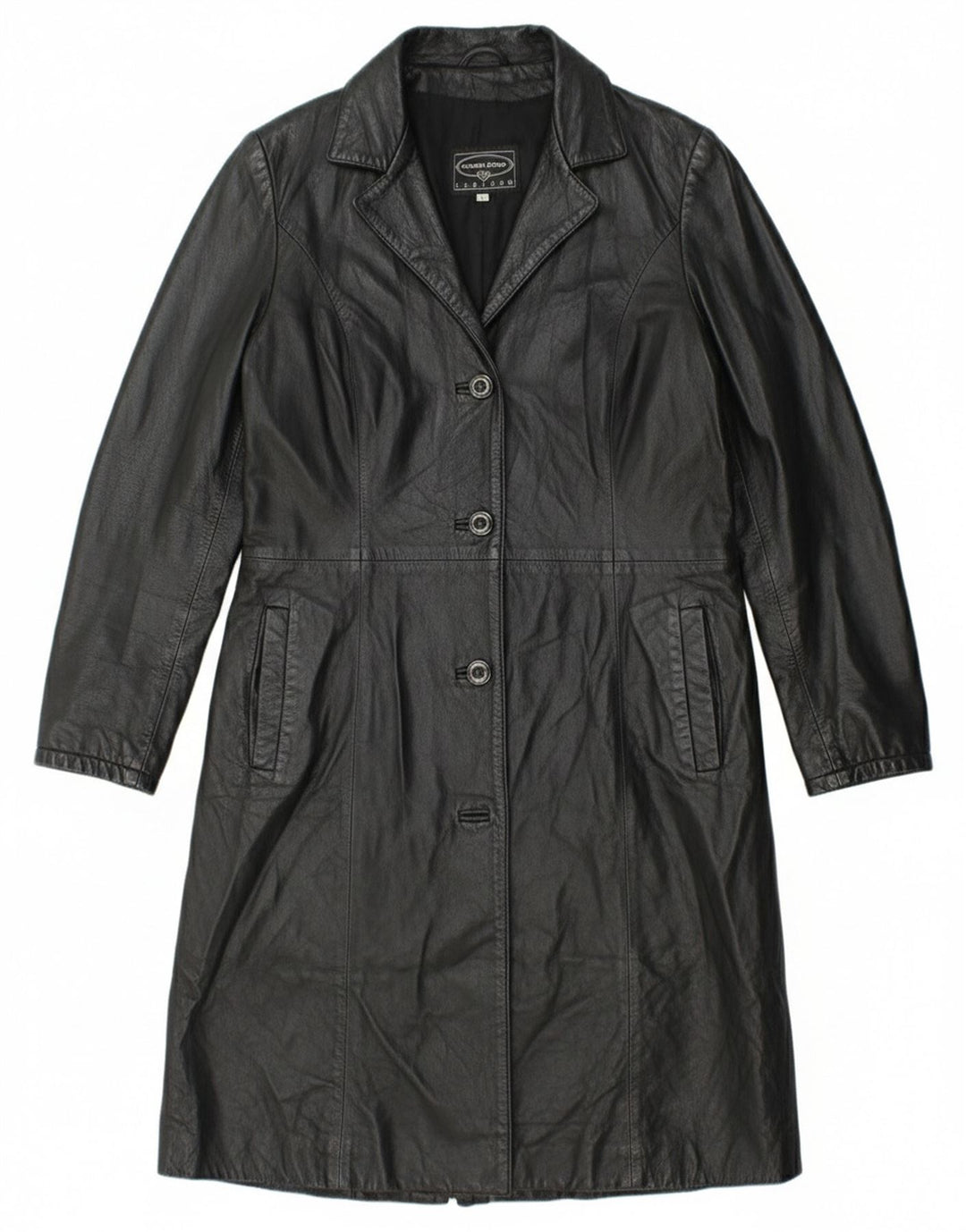 Damski płaszcz skórzany Roberta Ferrini IT 44 Średnia czarna skóra