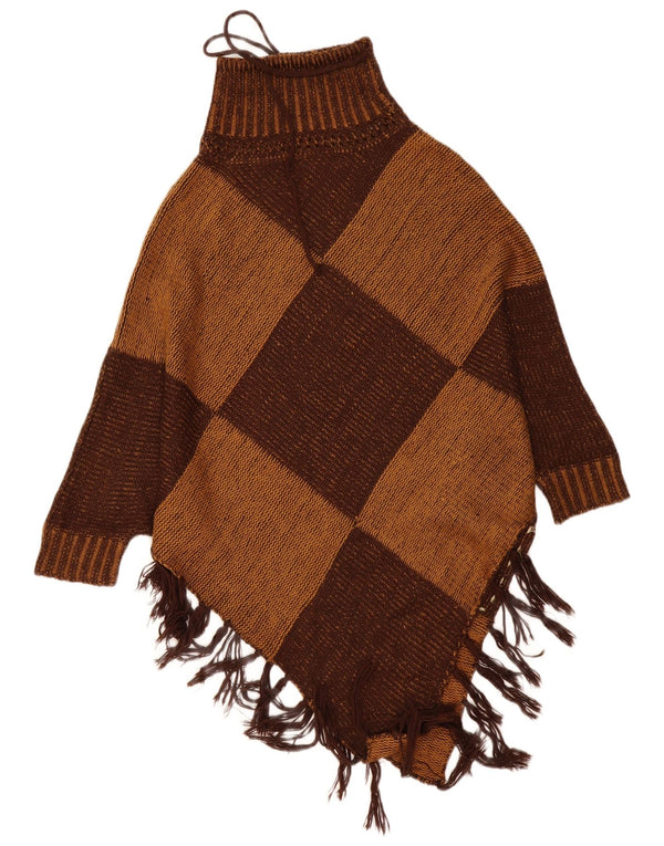 Damski sweter ponczo Pashmina, jeden rozmiar, brązowy Argyle/diamentowy kaszmir