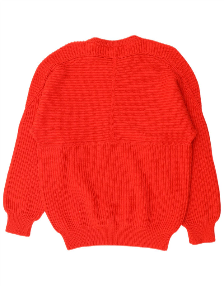 Męski sweter z dekoltem w łódkę w stylu VINTAGE, średnio czerwony