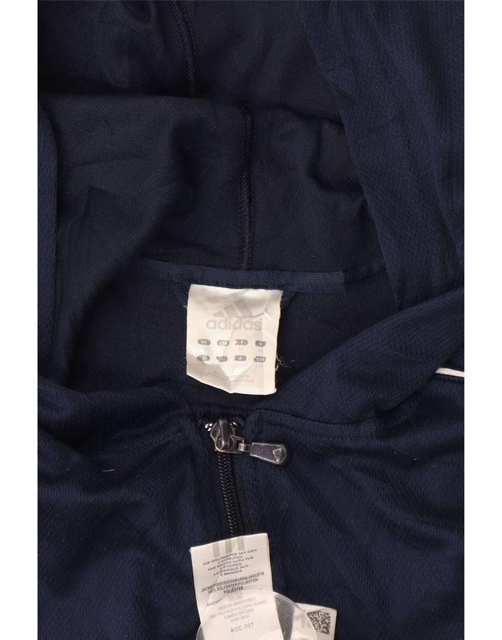 Damska kurtka dresowa z kapturem Adidas UK 18 XL granatowa, poliestrowa