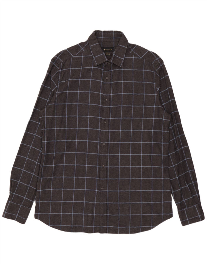 MASSIMO DUTTI Męska koszula flanelowa XL, bawełniana, szara krata