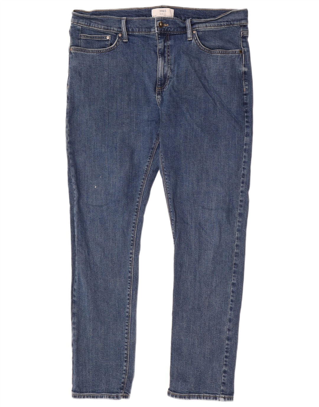 Marks & Spencer Męskie jeansy slim W36 L31 Niebieskie, bawełniane