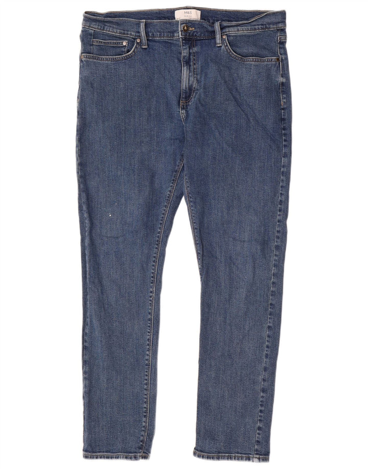 Marks & Spencer Męskie jeansy slim W36 L31 Niebieskie, bawełniane
