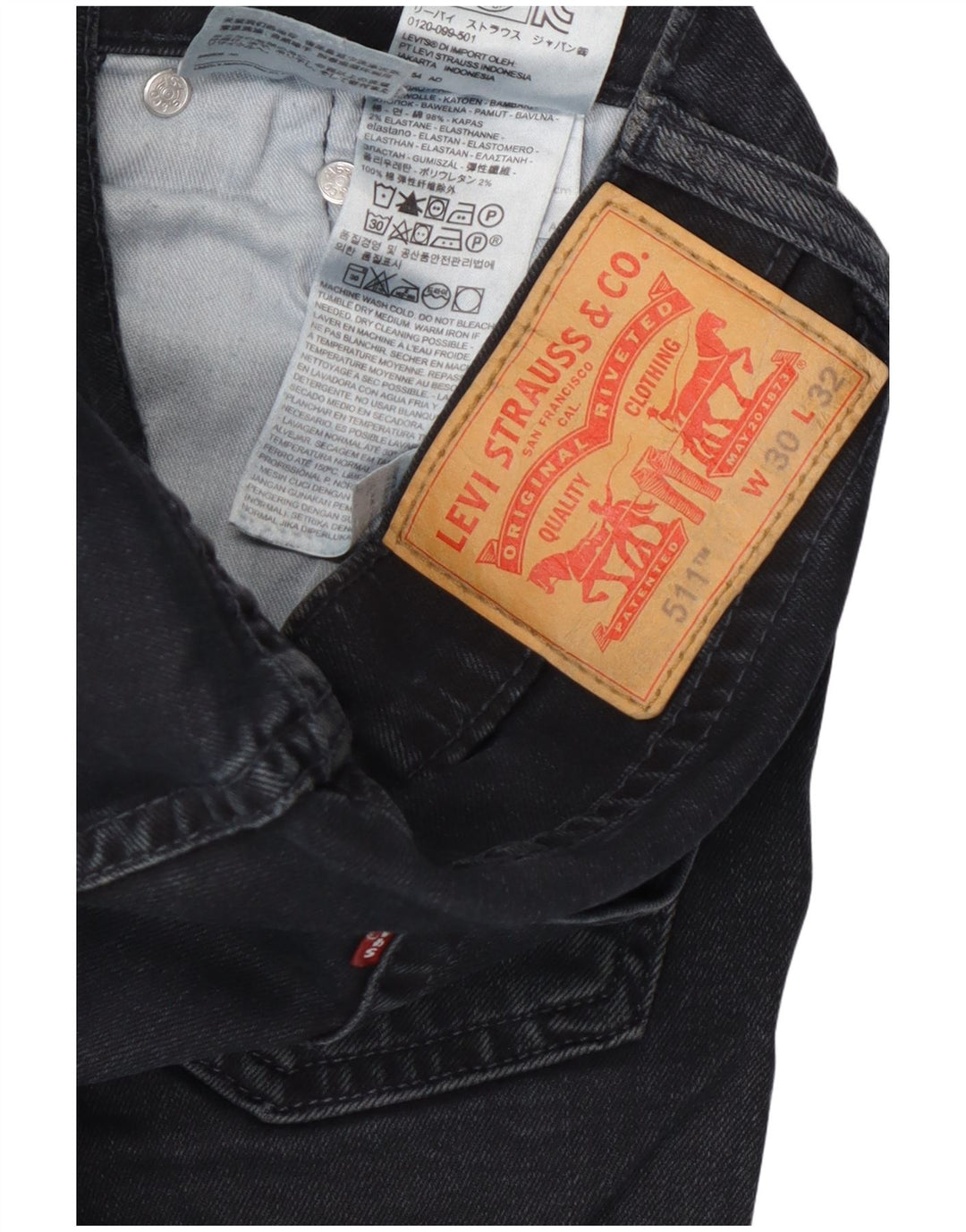 Męskie jeansy Levi's 511 Slim W30 L30 Granatowa bawełna