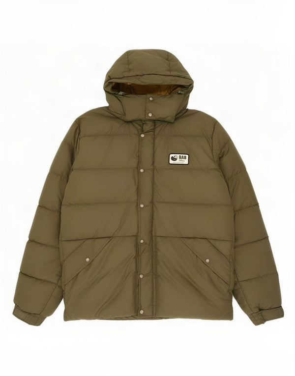 Rab Mens Hooded Padded Jacket UK 38 Medium Khaki Polyamide