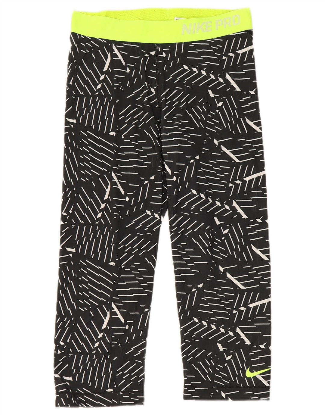 Damskie legginsy Nike Graphic Capri UK 12, średni czarny geometryczny poliester