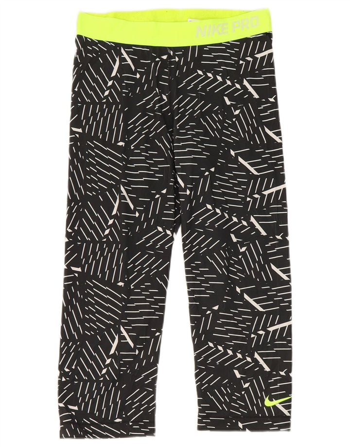 Damskie legginsy Nike Graphic Capri UK 12, średni czarny geometryczny poliester