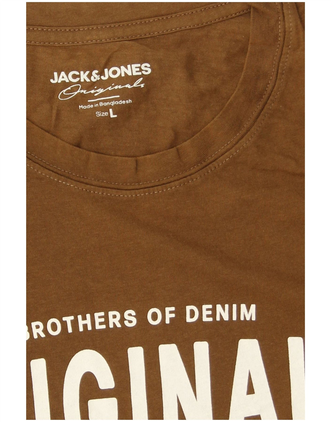 Męski T-shirt z grafiką Jack & Jones, duży, brązowy, bawełniany