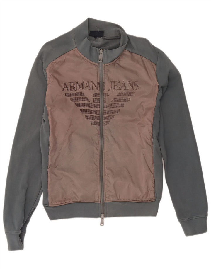 Damska kurtka dresowa Armani Jeans UK 16, duża, szara, z blokami kolorów