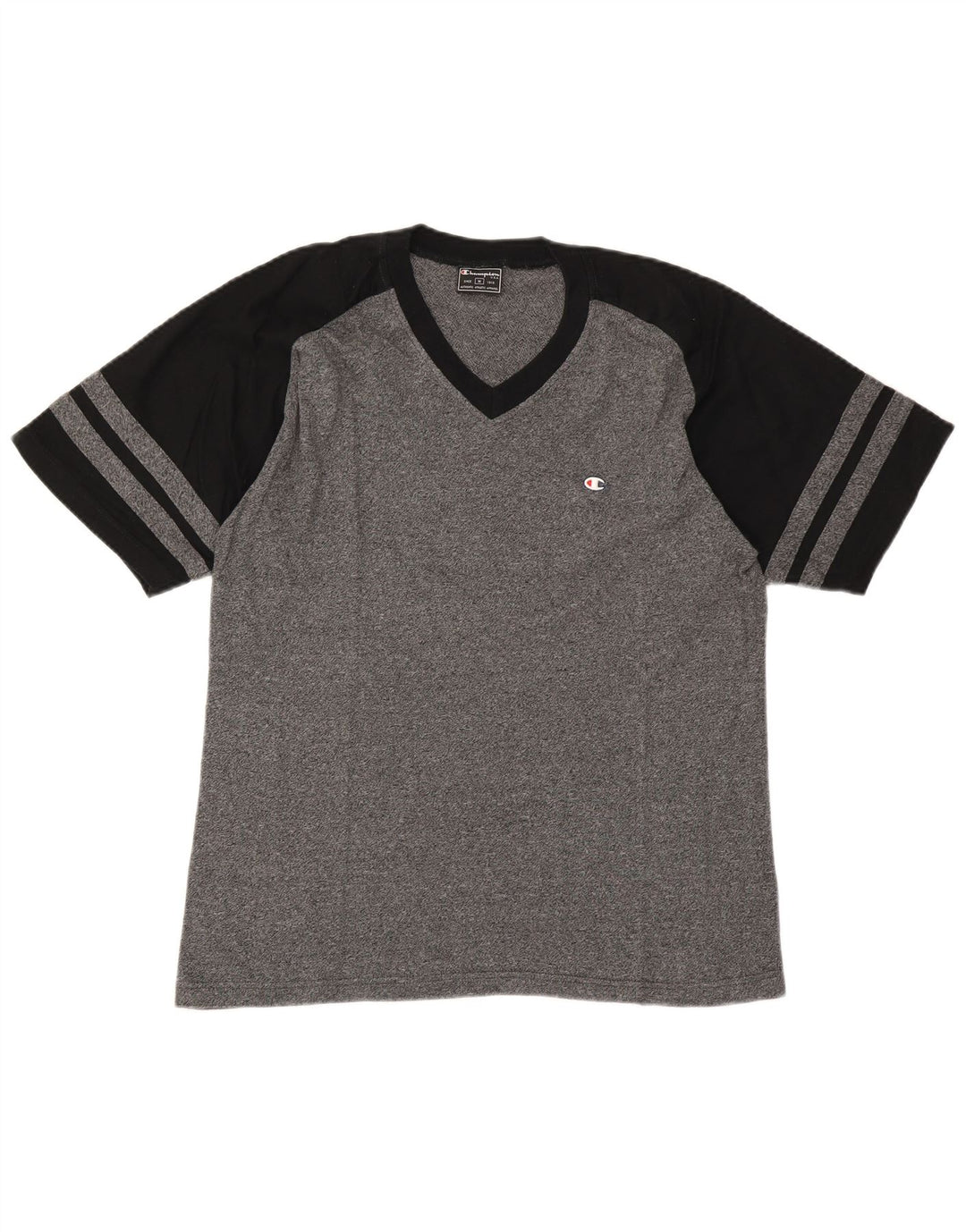 T-shirt męski Champion, bawełniany, średnioszary, z blokami kolorów