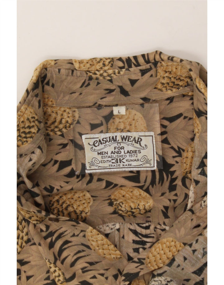 3K Mens Abstract Pattern Short Sleeve Shirt Large Brown Vintage 3K and Second-Hand 3K from Messina Hembry 