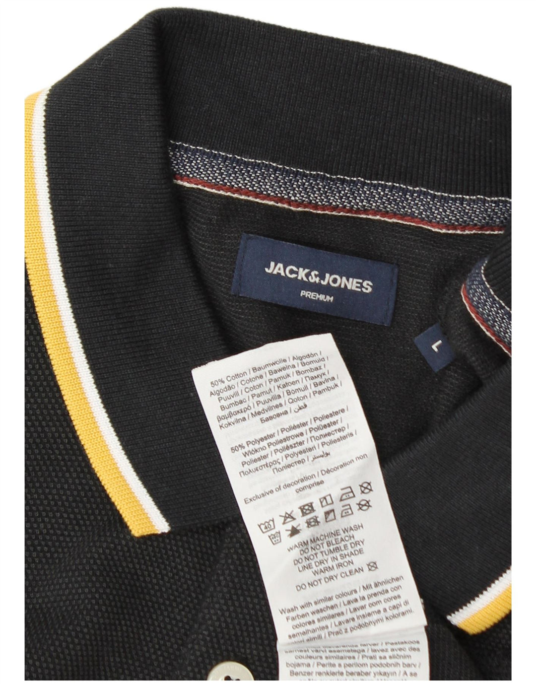 Męska koszulka polo Jack & Jones, duża, czarna, bawełniana