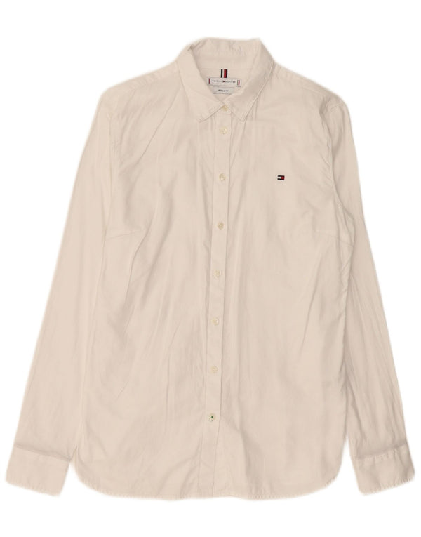 TOMMY HILFIGER Womens Regular Fit Shirt UK 8 Small White Cotton
