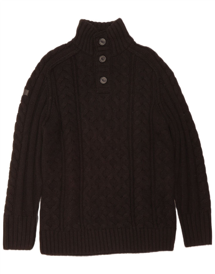 Męski sweter zapinany na guziki Superdry 2XL, brązowy akryl