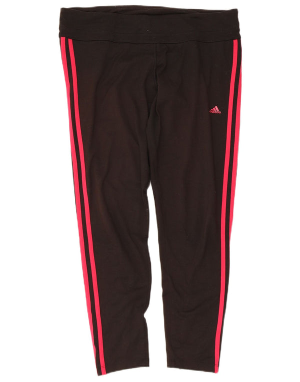 Damskie spodnie dresowe ADIDAS Climalite UK 16, duże, czarne, poliestrowe