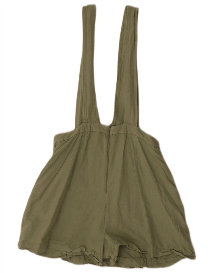 Damskie spodenki ogrodniczki Zara, małe, W28, khaki, lniane