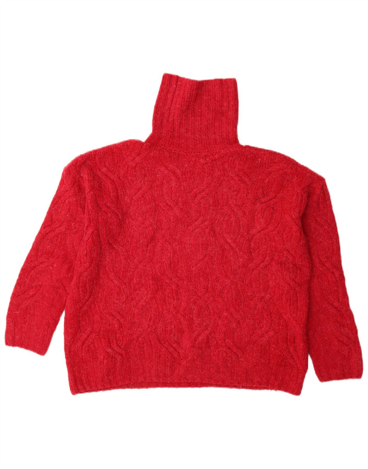 Marks & Spencer Damski sweter oversize z golfem, UK 10, mały, różowy