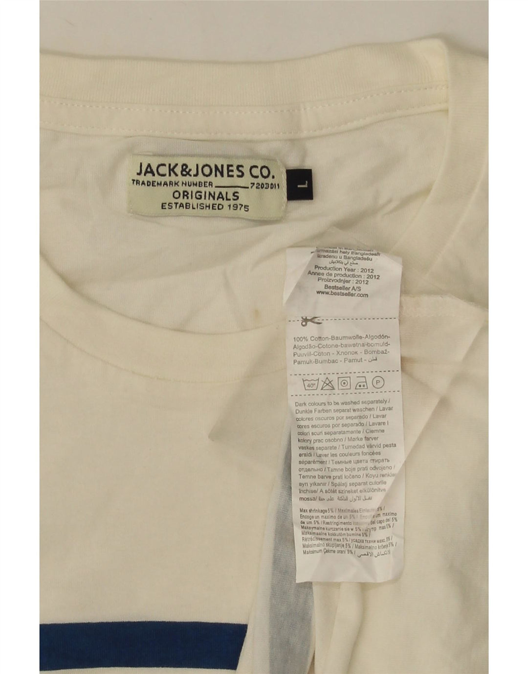 T-shirt męski JACK & JONES, duży, bawełniany w białe paski