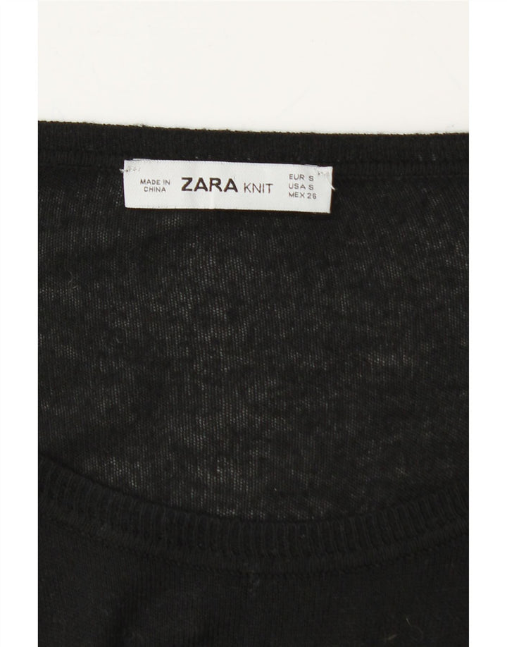 ZARA Womens Boat Neck Jumper Sweater UK 10 Small Black Vintage Zara and Second-Hand Zara from Messina Hembry 