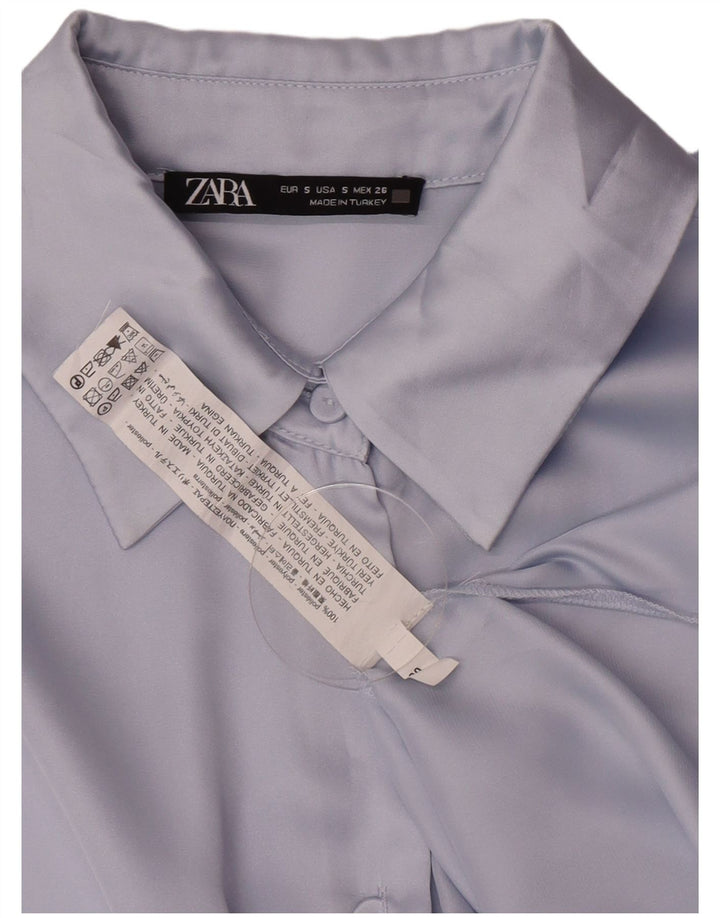 Damska bluzka koszulowa oversize Zara UK 10, mała niebieska, poliester