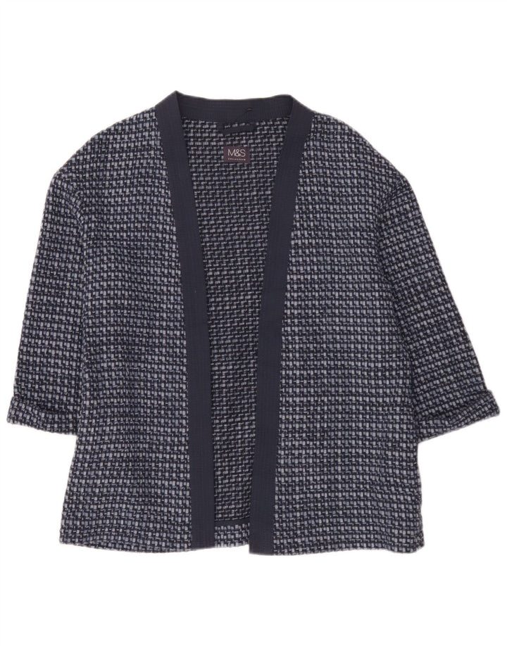 Marks & Spencer Damski sweter rozpinany z rękawem 3/4, UK 10, mały niebieski