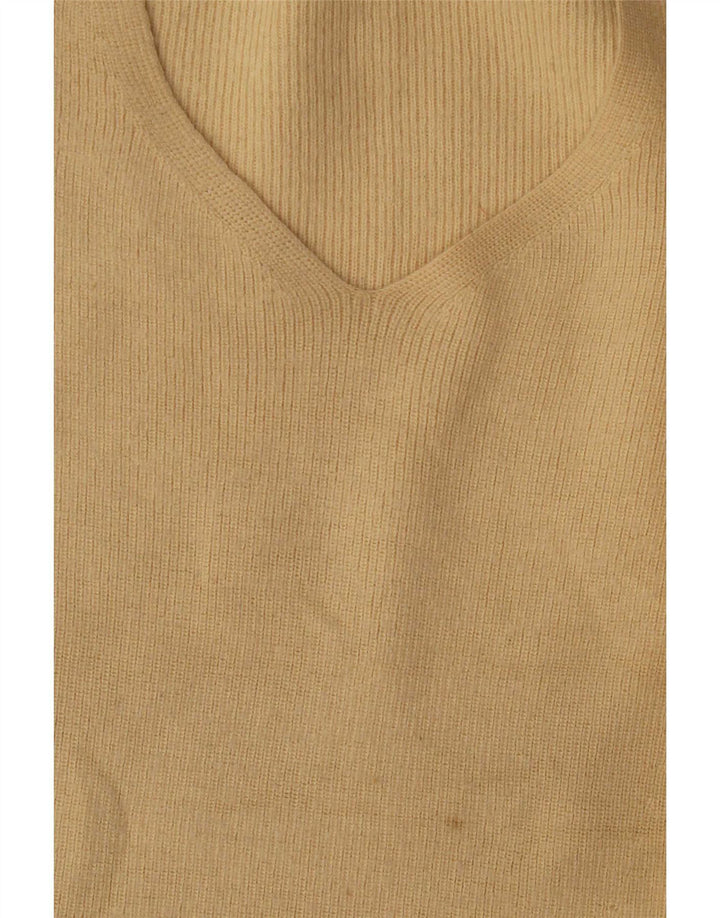 Sweter damski Zara z dekoltem w kształcie litery V, UK 16, duży, beżowy, wełniany