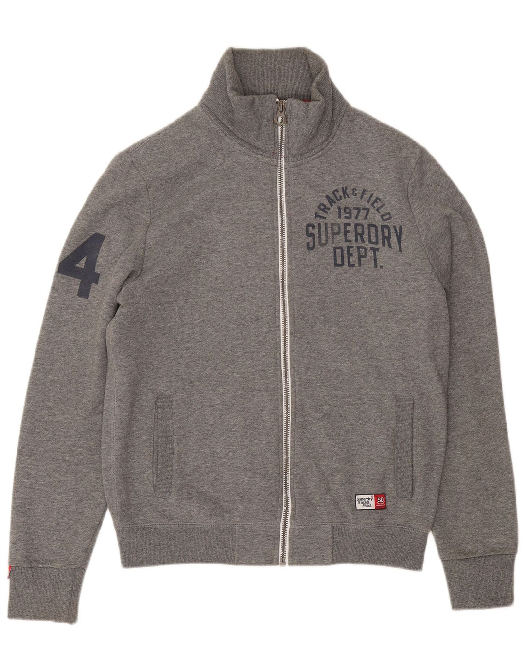 Męska kurtka dresowa Superdry z grafiką, średnia szara bawełna w cętki