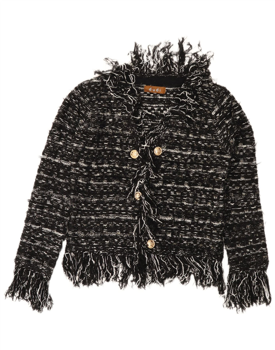 Sweter damski VINTAGE UK 10 w małe czarne paski, akryl