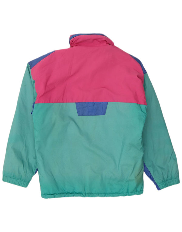 Vintage męska, oversize'owa kurtka narciarska z kapturem IT 46 Small Green Colorblock