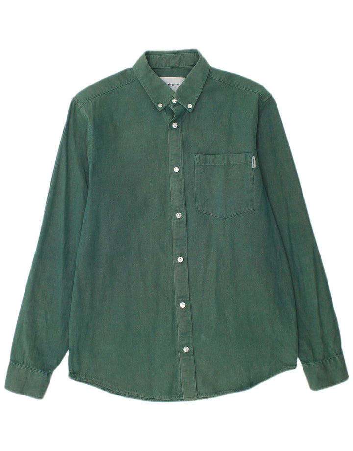Koszula męska Carhartt, mała, zielona, bawełniana