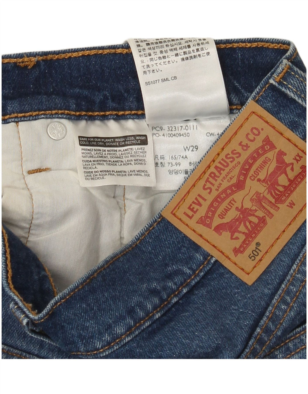 Damskie spodenki jeansowe Levi's 501 W29 Średni niebieski, bawełniany