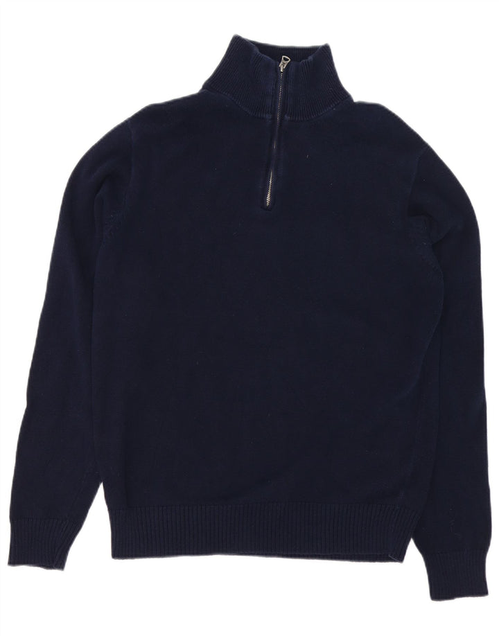 J. Crew Męski sweter z zamkiem błyskawicznym, średni granatowy, bawełniany